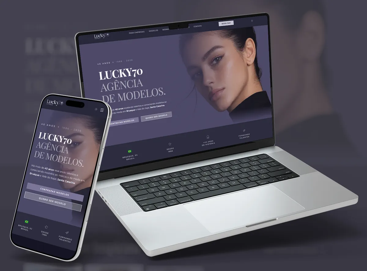 Site da Lucky70 Models feito pela UHP Digital
