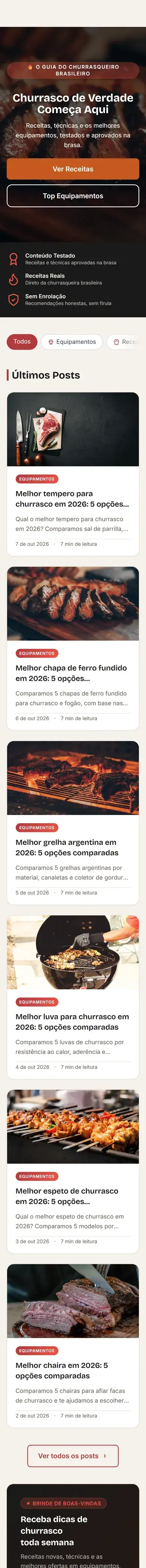 Site Casa & Churrasco em versão mobile