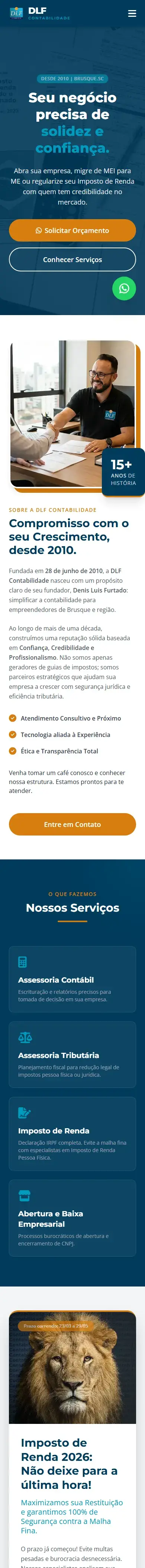 Site DLF Contabilidade em versão mobile